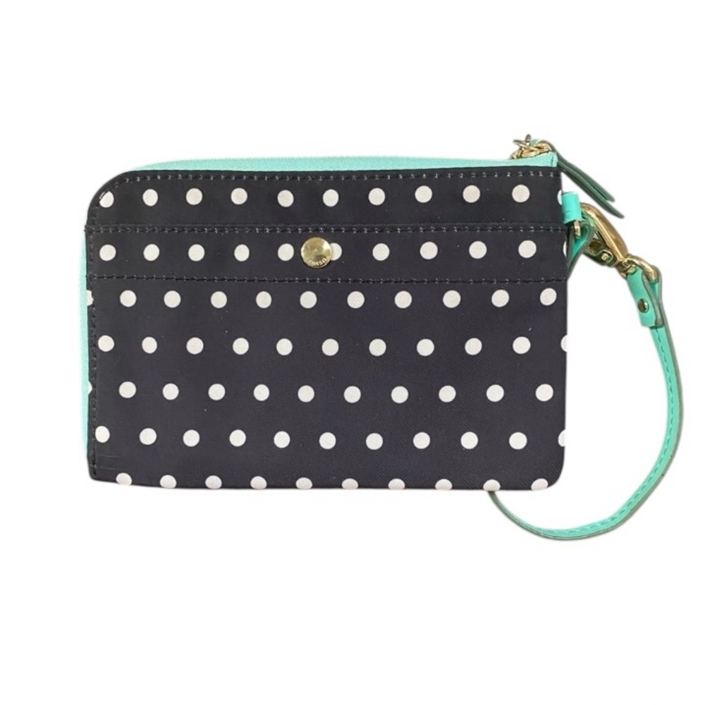 Fossil Keyper Polka Dot Zip Around Wristlet